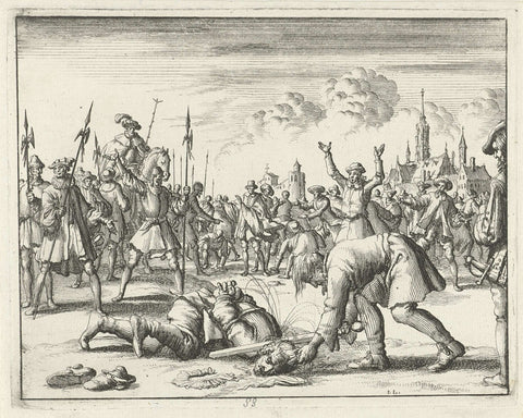 Wolfgang Pinder at Schardingen beheaded, 1571, Jan Luyken, 1685 Canvas Print