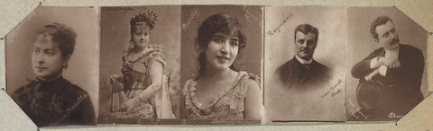 Five portraits of singers and actors: Baretta-Worms, Odesdauzas, Barety (Baretti), Regnard and Dumeny, Otto van Bosch, c. 1880 - c. 1900 Canvas Print