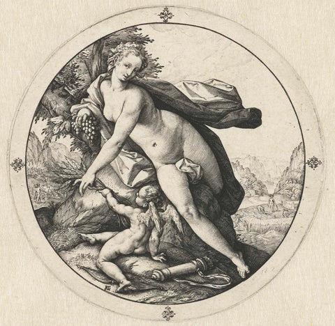 Venus and Cupid, Hendrick Goltzius, 1588 - 1592 Canvas Print