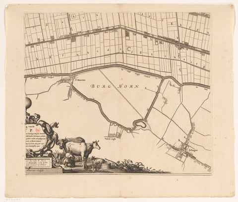 Map of the Zijpe- and Hazepolder (part middle bottom), Reinier van Persijn, 1665 - 1760 Canvas Print