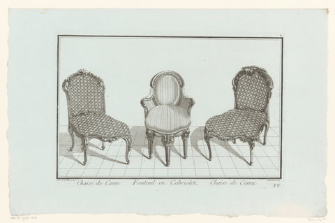 Three chairs, anonymous, 1745 - 1775 Canvas Print