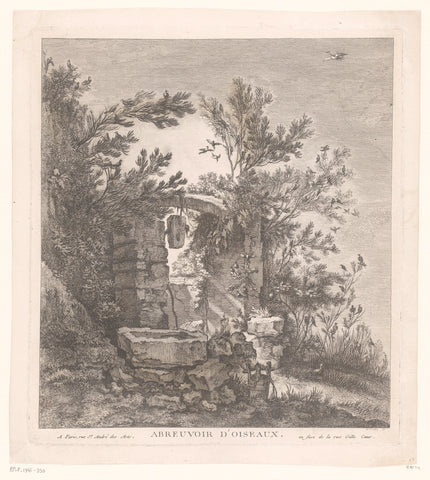 Landscape with birds at a dilapidated well, Pierre Quentin Chedel, 1715 - c. 1754 Canvas Print