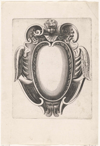 Cartouche met kinderhoofdje bovenaan, H. Picart, c. 1628 Canvas Print