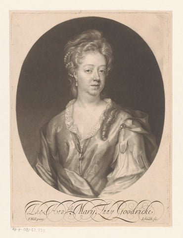 Portrait of Mary Goodricke, John Smith (printmaker/ publisher), 1662 - 1742 Canvas Print