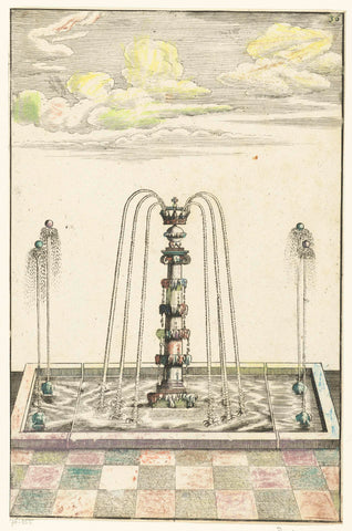 Rechthoekig bassin met Ionische zuil, Georg Andreas Böckler, 1664 Canvas Print