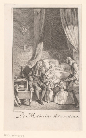 Woman on her sickbed, Charles Nicolas Cochin (II), 1742 Canvas Print