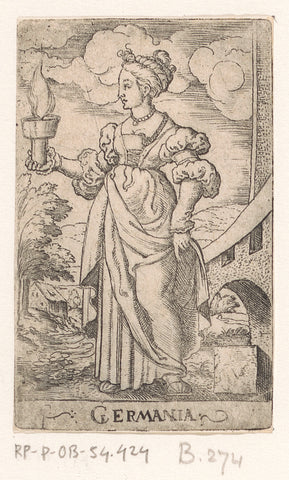 Personification of Germany as a wise virgin, Virgil solis, 1524 - 1562 Canvas Print