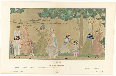 Gazette du Bon Ton, Summer 1915 - No. 8-9, Pl. 3: Vichy (II) / ou / Le Jeu des Marionnettes, George Barbier, 1915 Canvas Print