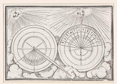 Shade on sundial restored for Hizkia, Hans Holbein (II), 1538 Canvas Print