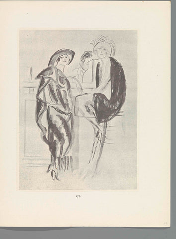 Gazette du Bon Ton, 1921 - No. 9, p. 279: Two women at a bar, Charles Laborde, 1921 Canvas Print