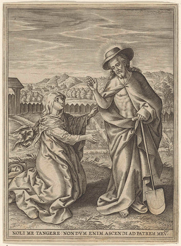 Christ appears as a gardener to Mary Magdalene, Hieronymus Wierix, 1563 - before 1586 Canvas Print