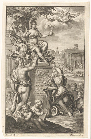 Allegory with personifications of Rome and Fortuna and the god Hercules, François van Bleyswijck, 1744 Canvas Print