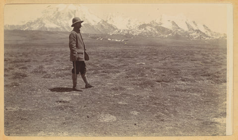 Man on a plain with Mount Chumahlari (7315 m), D.T. Dalton, 1903 - 1906 Canvas Print