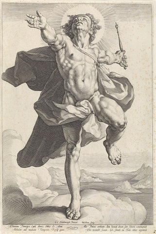 Apollo as Helios, Jacob Matham, 1589 - 1593 Canvas Print