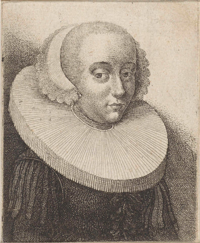 Portrait of young woman with pleated collar, Wenceslaus Hollar, 1636 Canvas Print