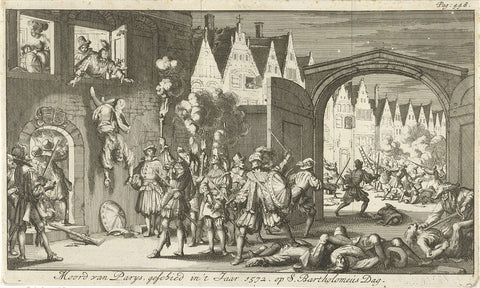 Murder on Bartholomew's Night in Paris, 1572, Jan Luyken, 1685 Canvas Print