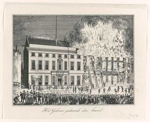 Ministry of the Navy in The Hague, during the fire of 1844, anonymous, 1844 Canvas Print