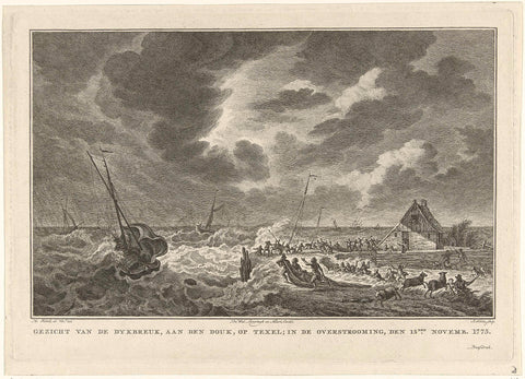 Dike breach on Texel, 1775, Simon Fokke, 1776 Canvas Print