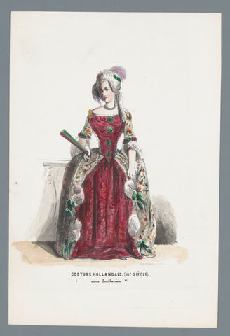 Dutch costume. (18th Century). under Guillaume V, Elias Spanier, 1840–1850 Canvas Print