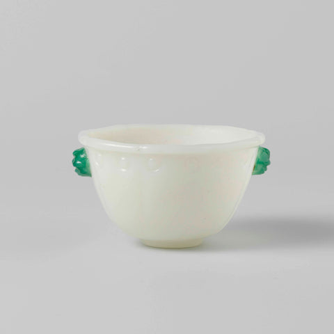 Small bowl of opaque white and jade green glass, anonymous, c. 1800 - c. 1899 Canvas Print