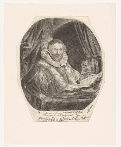 Jan Uytenbogaert, preacher of the Remonstrants, anonymous, Rembrandt van Rijn, after 1635 Canvas Print