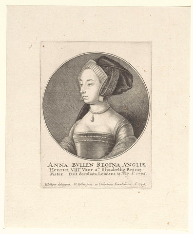 Portrait of Anna Boleyn, Queen of England, Wenceslaus Hollar, 1649 Canvas Print