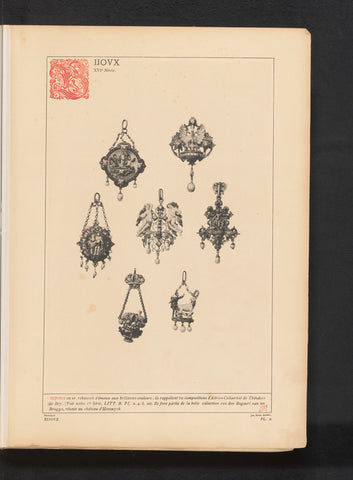 Golden pendants designed by Adriaen Collaert and Theodoor de Bry, anonymous, c. 1881 - in or before 1889 Canvas Print