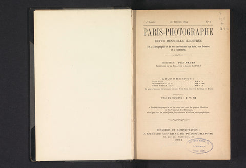 Paris-Photographe, Paul Nadar, 1894 Canvas Print