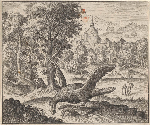 Fable of the vulture and the nightingale, Aegidius Sadeler, 1608 Canvas Print