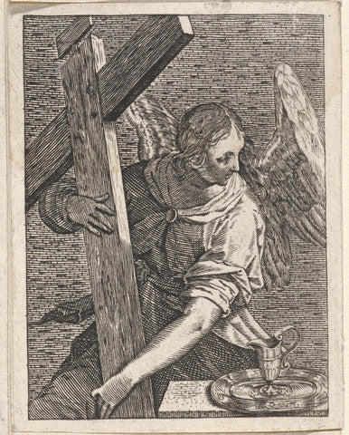 Angel with the cross, Johann Sadeler (I), 1580 - 1600 Canvas Print