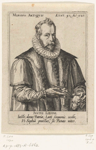 Portrait of Justus Lipsius, anonymous, 1587 - c. 1600 Canvas Print