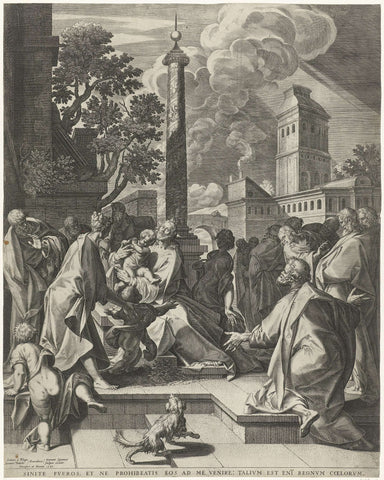 Christ blesses the children, Johann Sadeler (I), 1588 Canvas Print