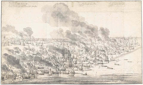 Robert Holmes Setting the Dutch Fleet on Fire at Terschelling, Willem van de Velde (I), 1666 Canvas Print