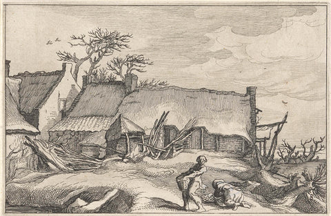 Boer en een boerin bij een boerderij, Claes Jansz. Visscher (II), 1620 Canvas Print