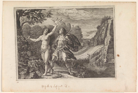 Apollo pursues Daphne, Magdalena van de Passe, c. 1636 - 1670 Canvas Print