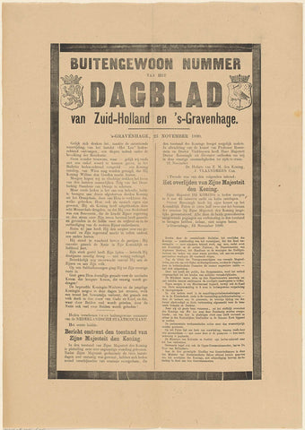 Extraordinary issue about the death of William III, King of the Netherlands, on 23 November 1890, anonymous, 1890 Canvas Print