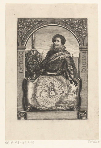 Portrait of Frederik Hendrik with a map of the siege of Den Bosch in 1629, Georg Cöler, 1629 Canvas Print