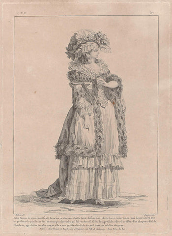 Gallerie des Modes et Costumes Français, 1785, ccc 297 : Jolie Femme se promenant seul (...), Nicolas Dupin, 1785 Canvas Print