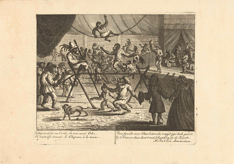 Circus with monkeys, c. 1720, Matthijs Pool, 1720 Canvas Print