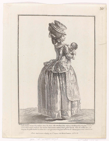 Gallerie des Modes et Costumes Français, 1779, cc 160 : Jeune dame holding her child (...), Charles Emmanuel Patas, 1779 Canvas Print