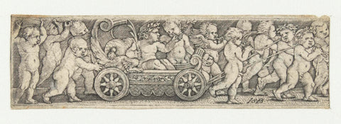 Frisian with a triumphal chariot in which the young Bacchus sits, Hans Sebald Beham, 1510 - 1550 Canvas Print