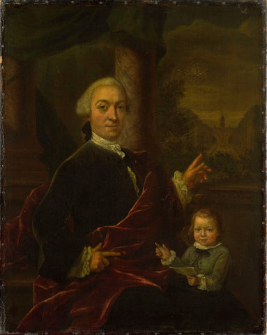 Family Portrait of Jan van de Poll, Banker and Burgomaster of Amsterdam with his young Son Harman, Jan Maurits Quinkhard, 1755 Canvas Print