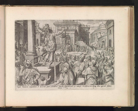 Head and hand of Nikanor shown to the people, Johannes Wierix, 1585 Canvas Print