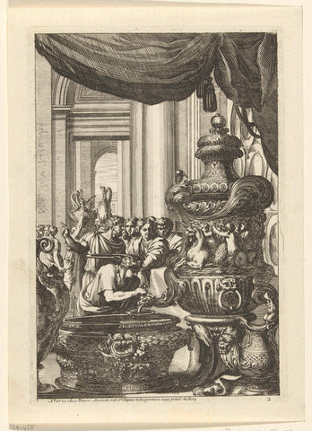 Fontein naar links gekeerd, Jean Lepautre, c. 1657 - c. 1661 Canvas Print