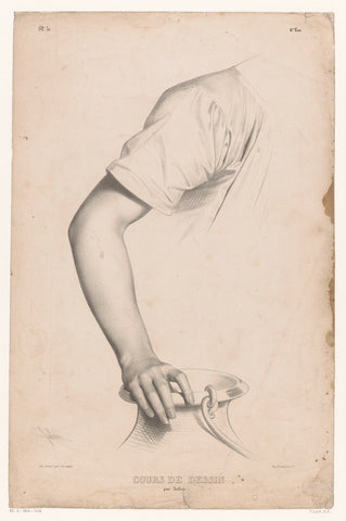 Study of an arm and hand resting on a jug, Bernard Romain Julien, 1836 - 1843 Canvas Print