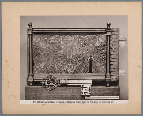 Door lock and key from the palace of Clemens August of Bavaria in Siegburg, anonymous, c. 1875 - c. 1900 Canvas Print