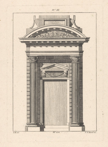 Portal with segmental pediment, anonymous, 1770 - 1778 Canvas Print