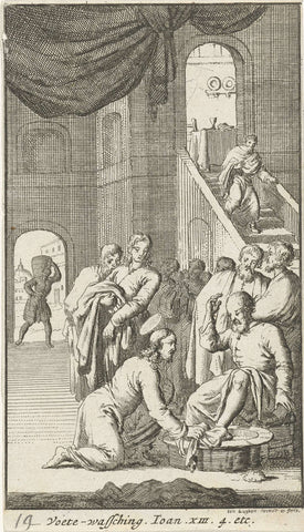 Petrus' foot washing, Jan Luyken, 1681 Canvas Print