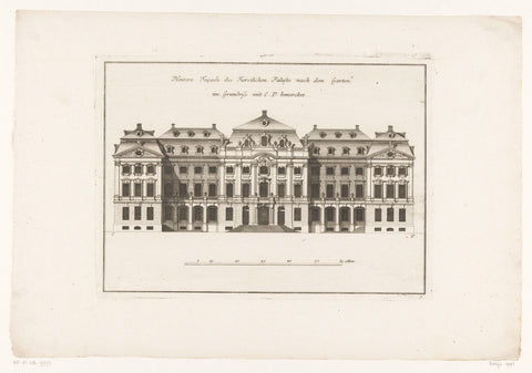 Back façade of a regal palace, anonymous, 1729 Canvas Print