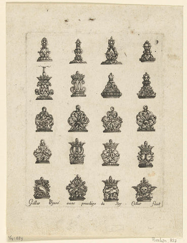 Five rows with four stamps, Paul Collet (I), after 1637 - before 1663 Canvas Print